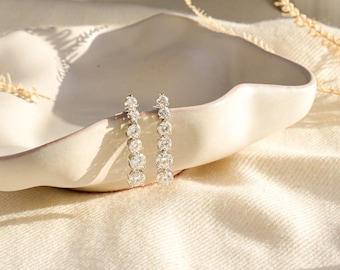 Genuine Moissanite Drop Earrings, Dangle Sterling Silver/Gold Diamond Earrings, Real Moissanite Earring, Birthday Gifts for Her