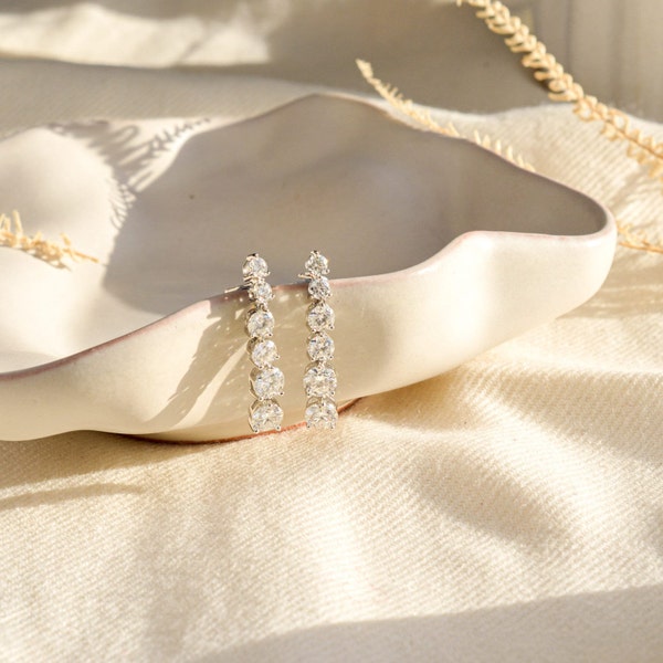 Echte Moissanit-Ohrringe, 1,71 ct lange baumelnde Diamant-Ohrringe aus Sterlingsilber, echte Moissanit-Ohrringe, Geburtstagsgeschenke für Sie