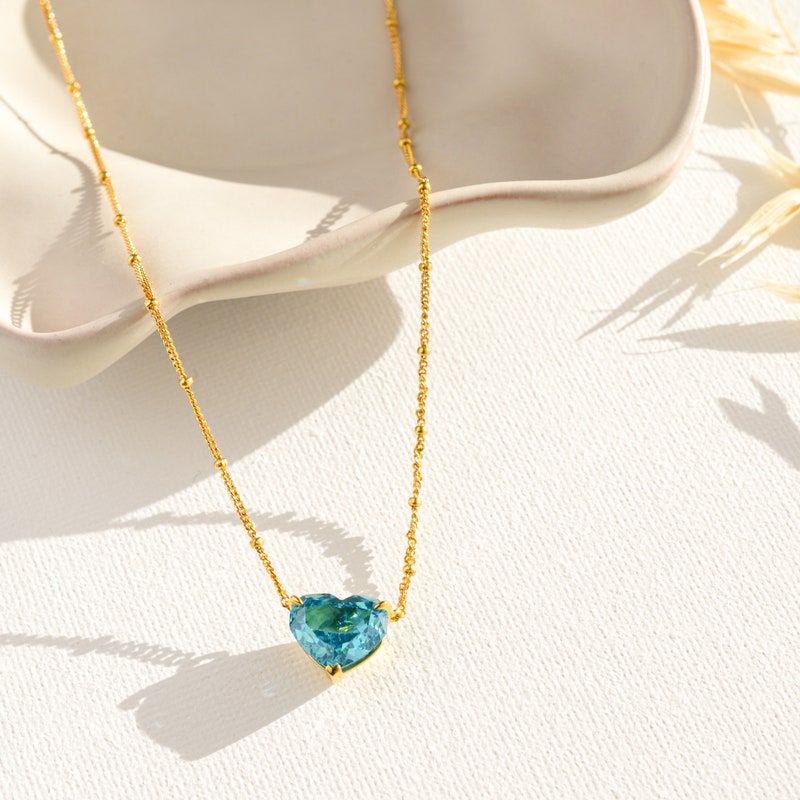 Blue Wave Heart Necklace