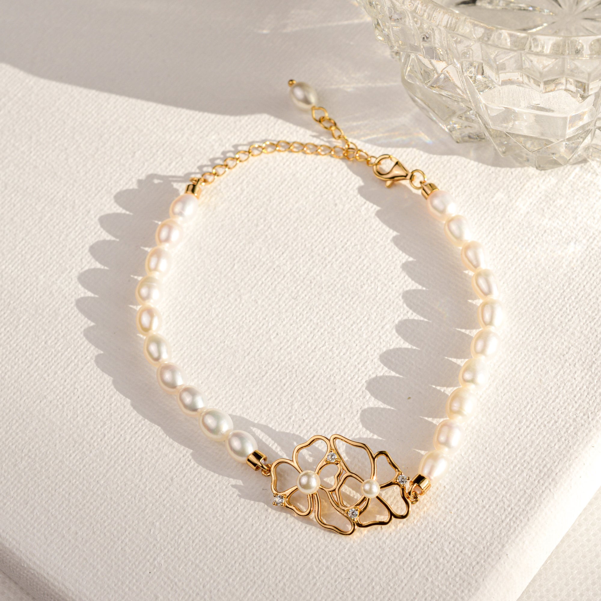 Sterling Silver Freshwater Pearl Bracelet Gold, Vintage Genuine Fresh Water Pearls, Natural Pearl Bracelet, Gift for Her