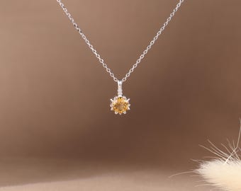 Natural Citrine Silver Necklace, Star Sterling Silver Necklace Citrine November Birthstone Pendant, Mother's Day Gifts, Birthday Gifts