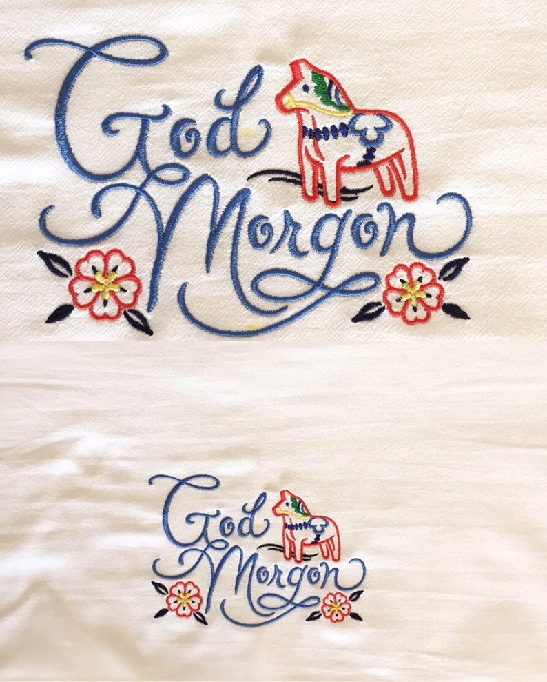 Dutch Goedemorgen Or Norwegian God Morgen or Swedish God Morgon Flour Sack Towels image 4