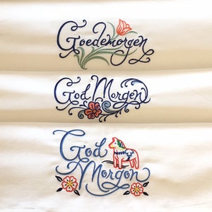 Dutch Goedemorgen Or Norwegian God Morgen or Swedish God Morgon Flour Sack Towels image 1