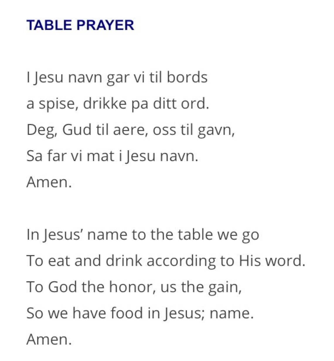 Norwegian Table Prayer with Rosemaling Tea Towels Etsy