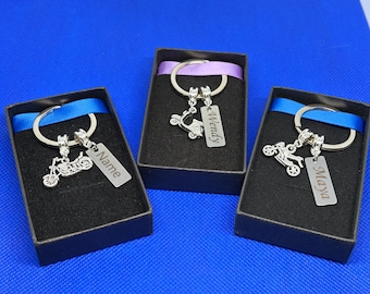 Personalised Motorbike Keyring, Scooter Keyring, Motorbike birthday gift, motorbike xmas gift