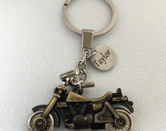 Personalized 3D Motorbike Keyring, Engraved Name Charm