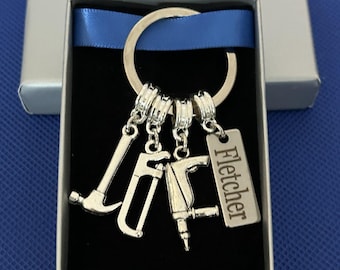 Carpenter Keyring, Tradesman Keyring ,Dad Gift, Grandad Gift, Carpenter Christmas Gift