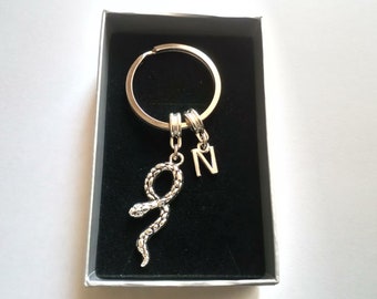 Snake Initial Keyring Slytherin Keyring Gift Serpent Keyring Snake Birthday Gift