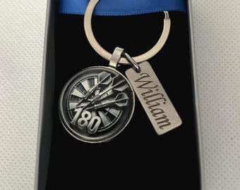 Personalised 180 Dartboard Keyring, Darts Player Gift, Dad Dartboard Gift, Friend Dartboard Gift