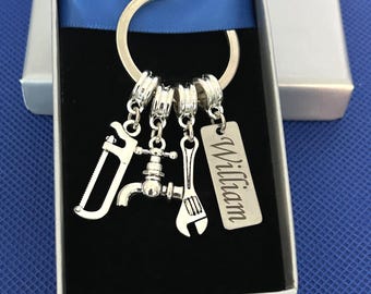 Plumber Keyring, Tradesman Keyring ,Dad Gift, Grandad Gift, Plumber Christmas Gift