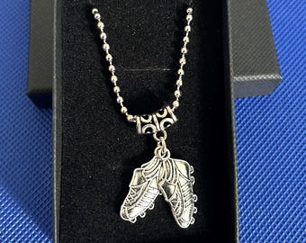 Football Boots Necklace Silver tone Ball chain,  Team Gift