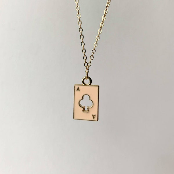 Ace of Club Necklace - Handmade Jewelry - Gold Necklace - Aesthetic Necklace - Aesthetic Jewelry - Best Friend Gifts - Aesthetic Gifts