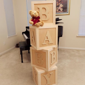 Baby Shower Block Letters, Large Wooden Alphabet Blocks, Large Wooden Blocks, Letter Blocks, Personalized Baby Blocks, ABCD, 14 x 14 image 2