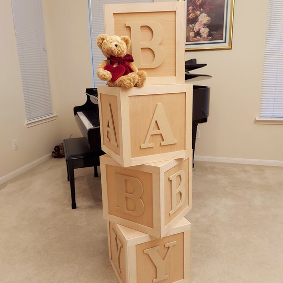 Baby Shower Block Letters, Large Wooden Alphabet Blocks, Large Wooden  Blocks, Letter Blocks, Personalized Baby Blocks, ABCD, 14 x 14