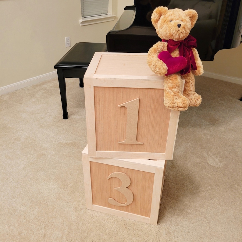 ABC123 Large Wooden Blocks, Baby Number Blocks, Baby Shower Block