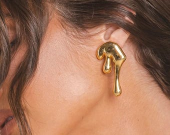 Lava Earrings – Gold Plated Irregular Shape Earrings for Women – Modern Minimalist Statement Jewelry