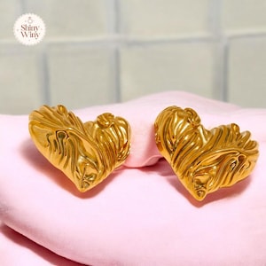 Gold & Silver Heart Stud Earrings: Hypoallergenic Stainless Steel