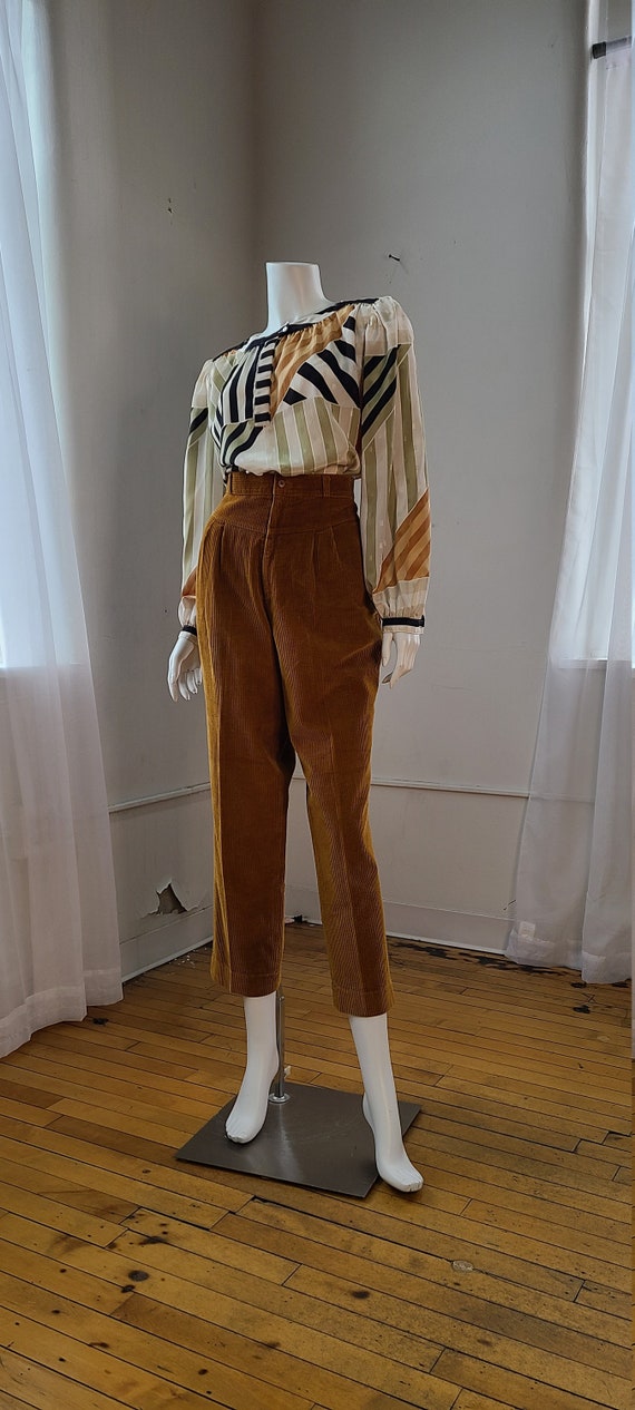 rust corduroy high waist pleated trouser | paper b