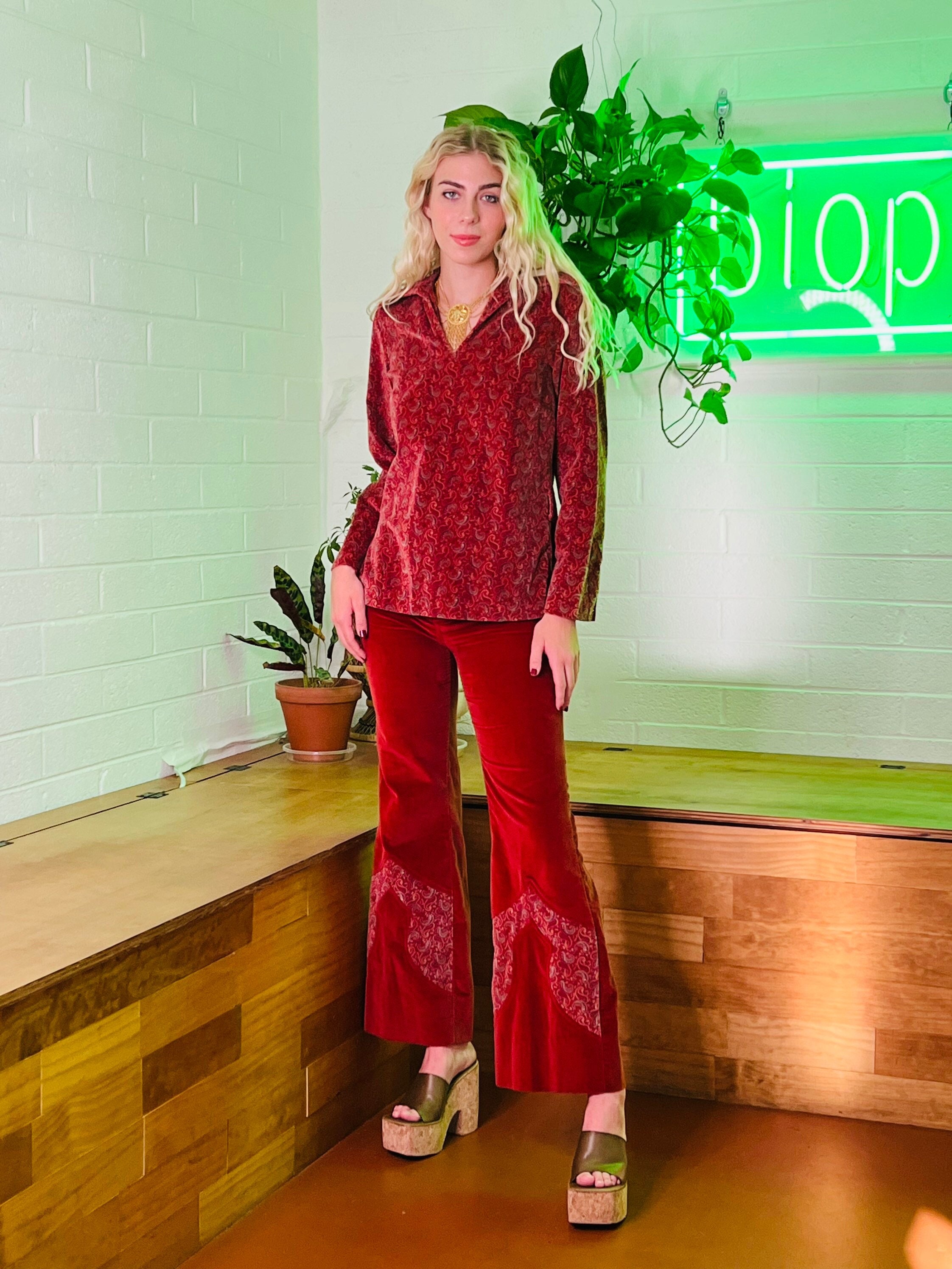 RESERVED 1970s Rust Colored and Paisley Patterned Co-ord Set - Etsy