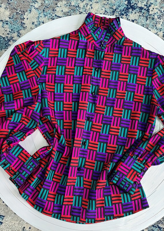 Jewel toned puff sleeve blouse | Secretary blouse,