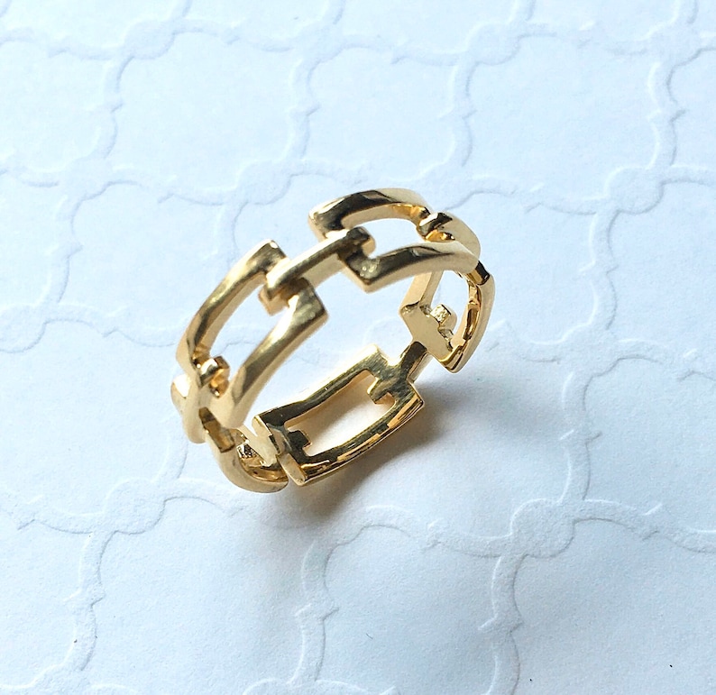 Paperclip ring in gold or sterling silver 24K gold vermeil Etsy