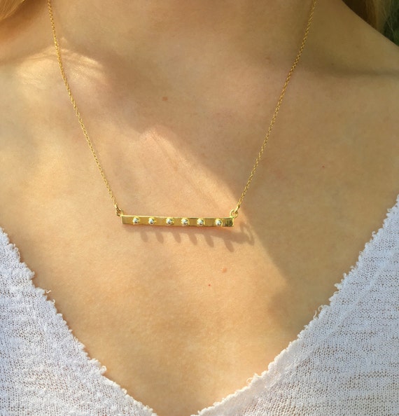 14K Gold Fill Chain Necklace With 24K Gold Vermeil Bar and Raised