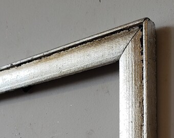 Antique Silver Leaf Picture Frame with a Contemporary Finish for an  8 1/8" x 6 1/16" photo