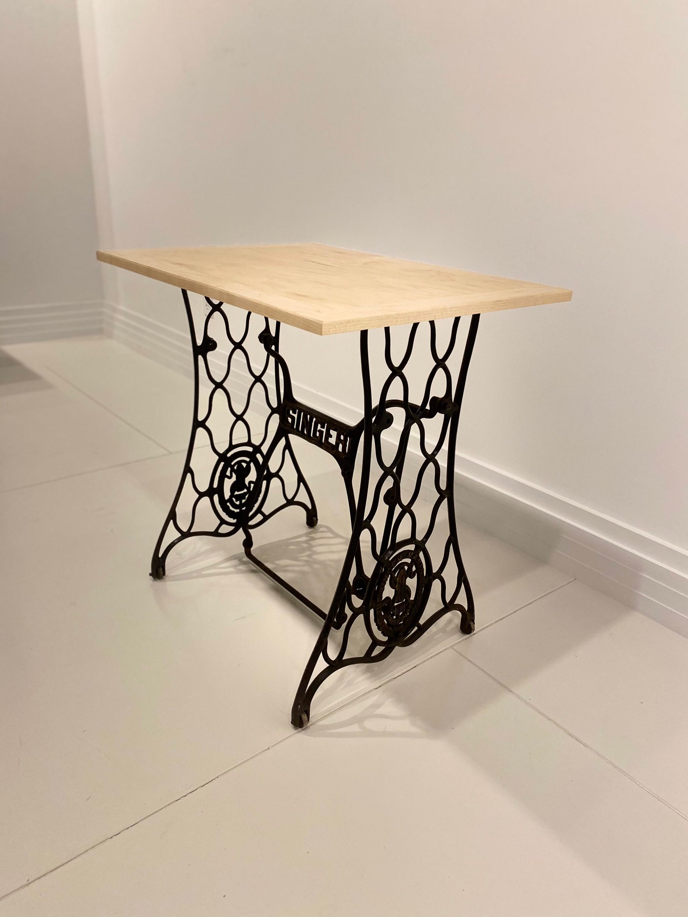Singer Sewing Base Refinished With a Fine Wooden Table Top
