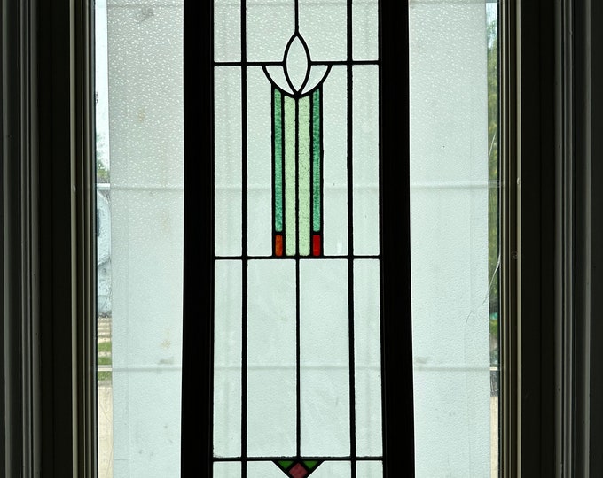 Art Deco Stain Glass Panel Framed in Oak With Loops for Hanging - Etsy