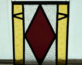 Small Stain Glass Panel Sun Catcher with loops for hanging