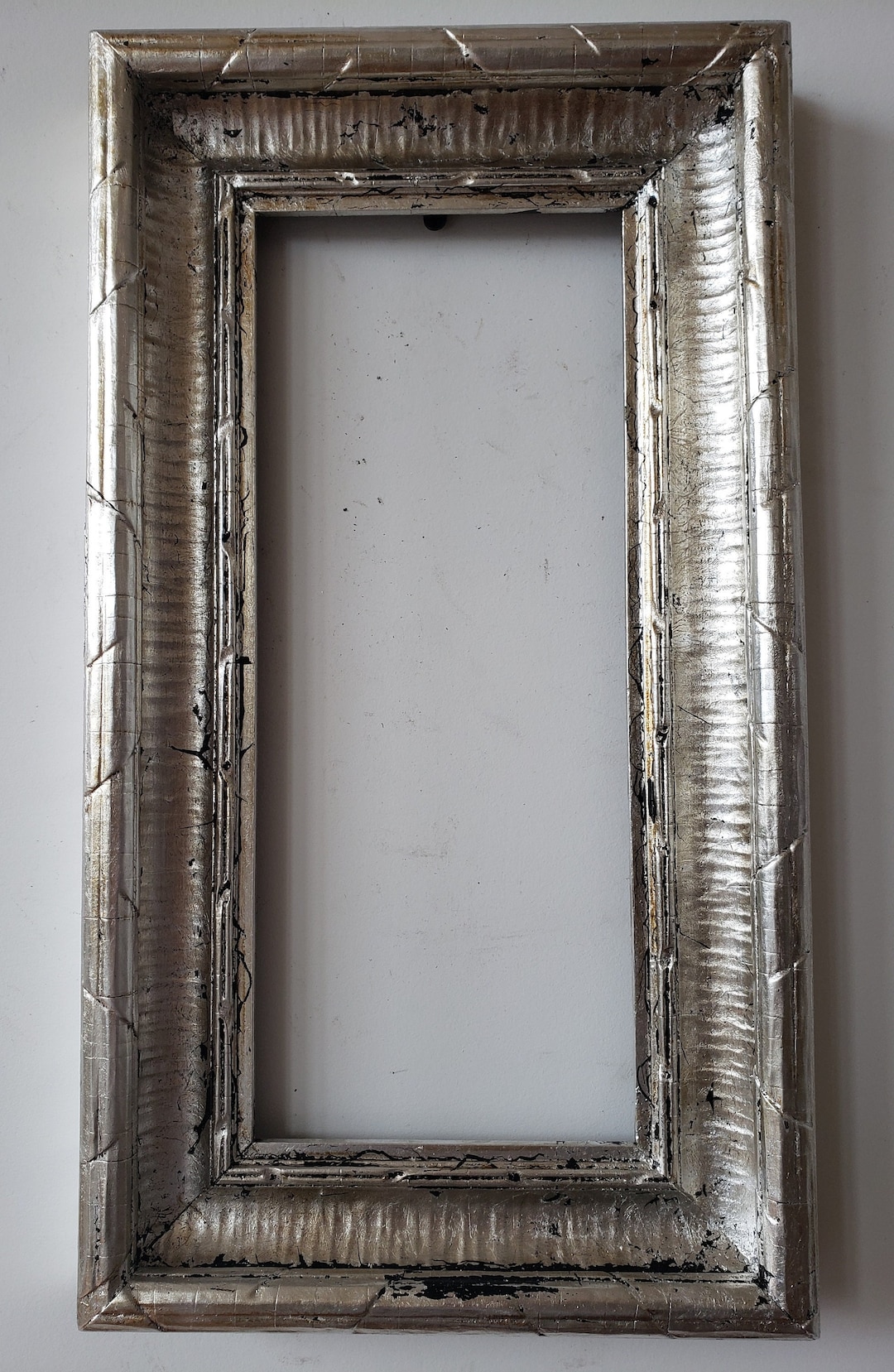 Antique Silver Leaf Picture Frame With a Contemporary Finish for a 5 3/