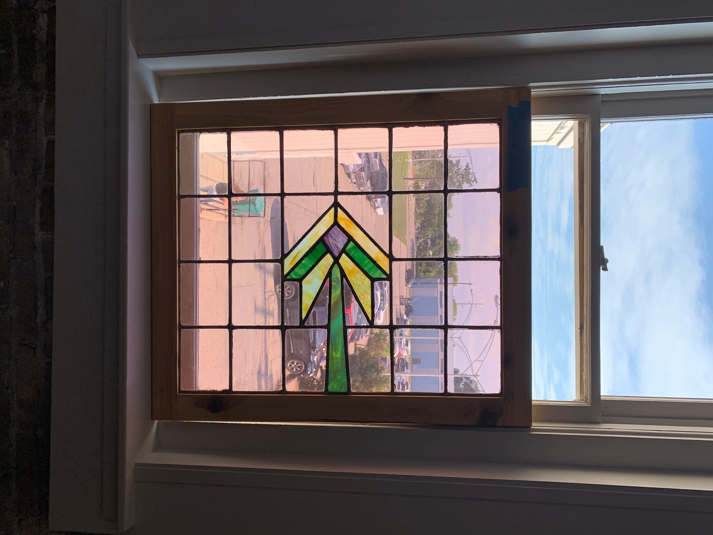 （特別価格）Stained Glass Window ANTIQUE STAINED GLASS WINDOW COLORFUL ~ 24 x 36