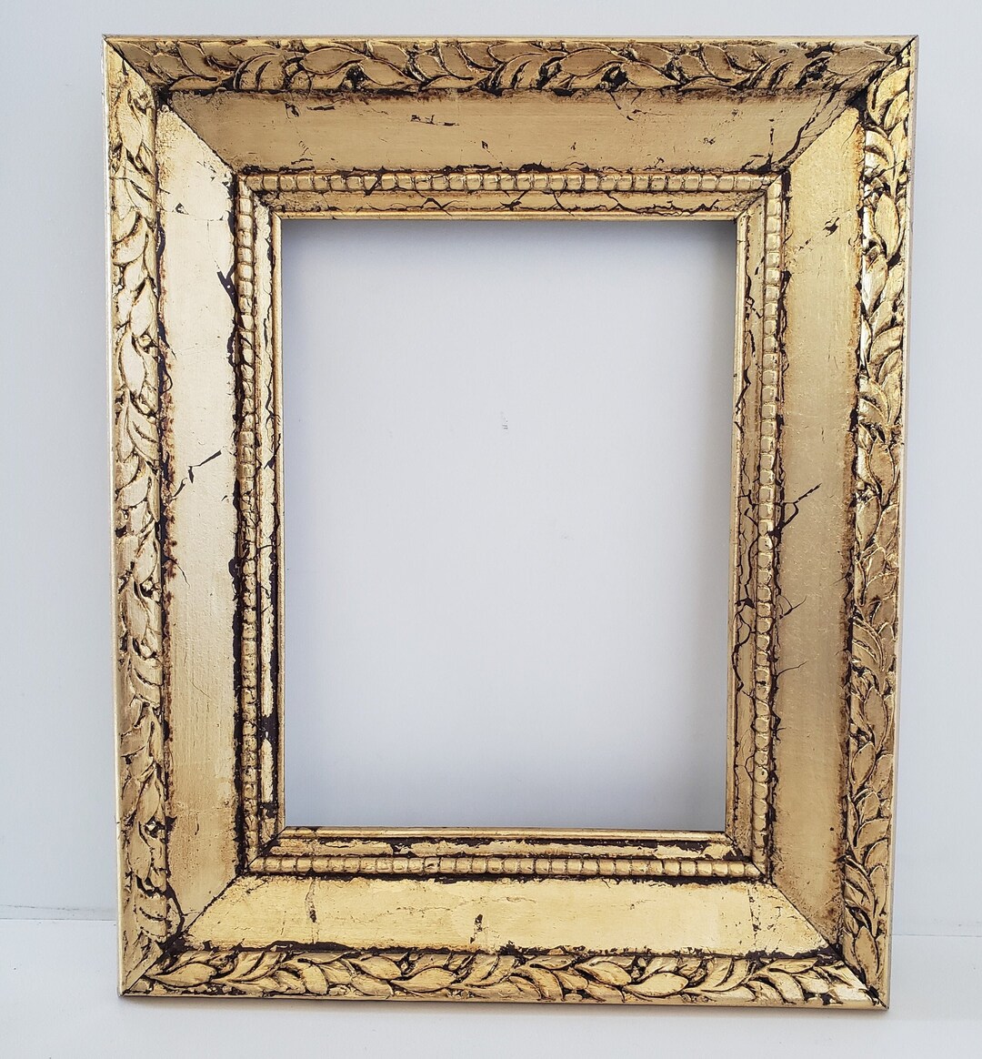Antique Gold Leaf Picture Frame With a Contemporary Finish for a 6 3/16