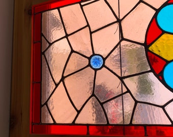 Antique Stain Glass Window With Jewels and 200-year-old