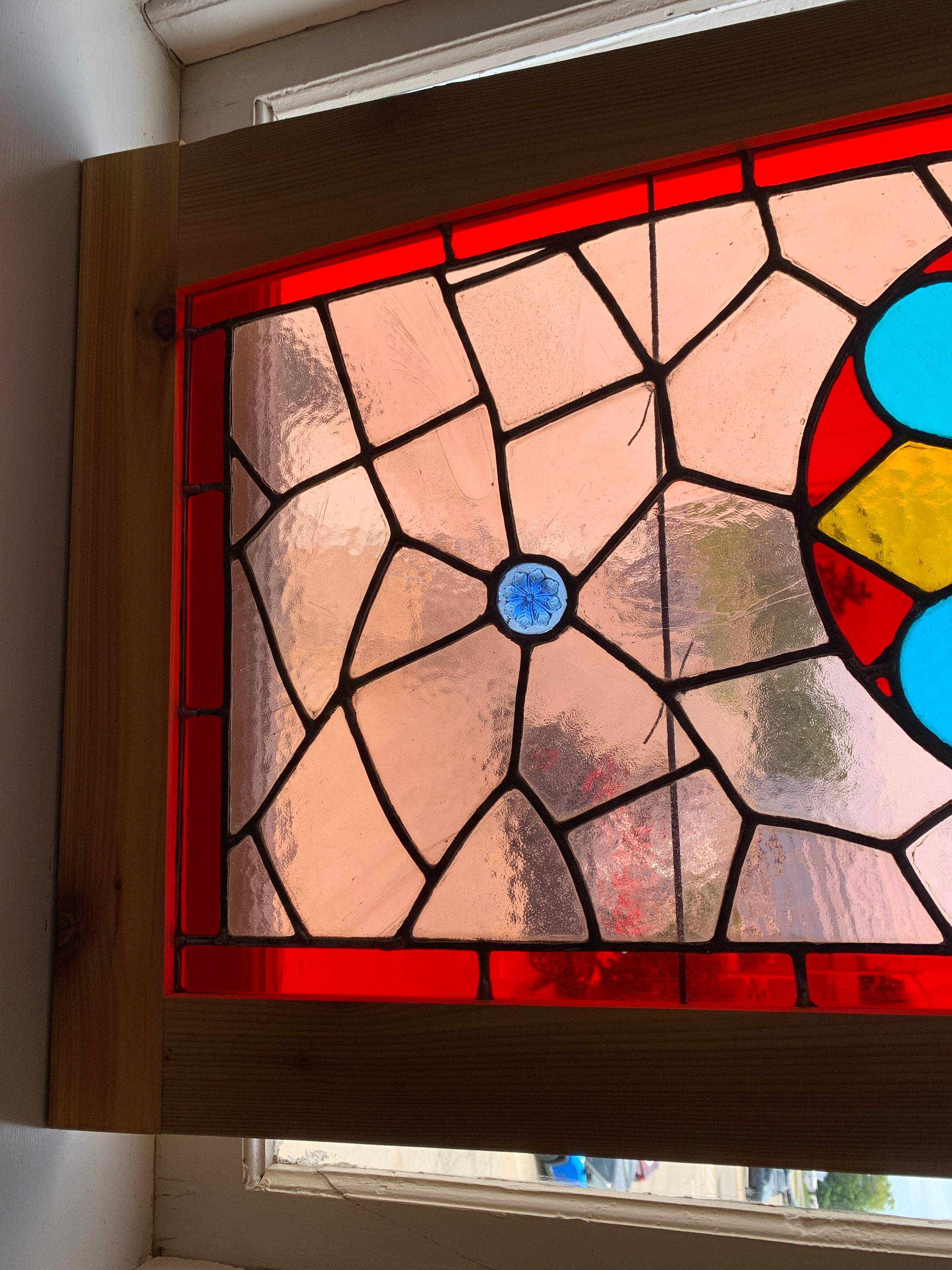 （特別価格）Stained Glass Window Antique Stain Glass Window With Jewels and 200-year-old