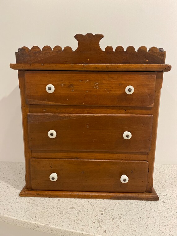 Very Early Miniature Three Drawer Cabinet