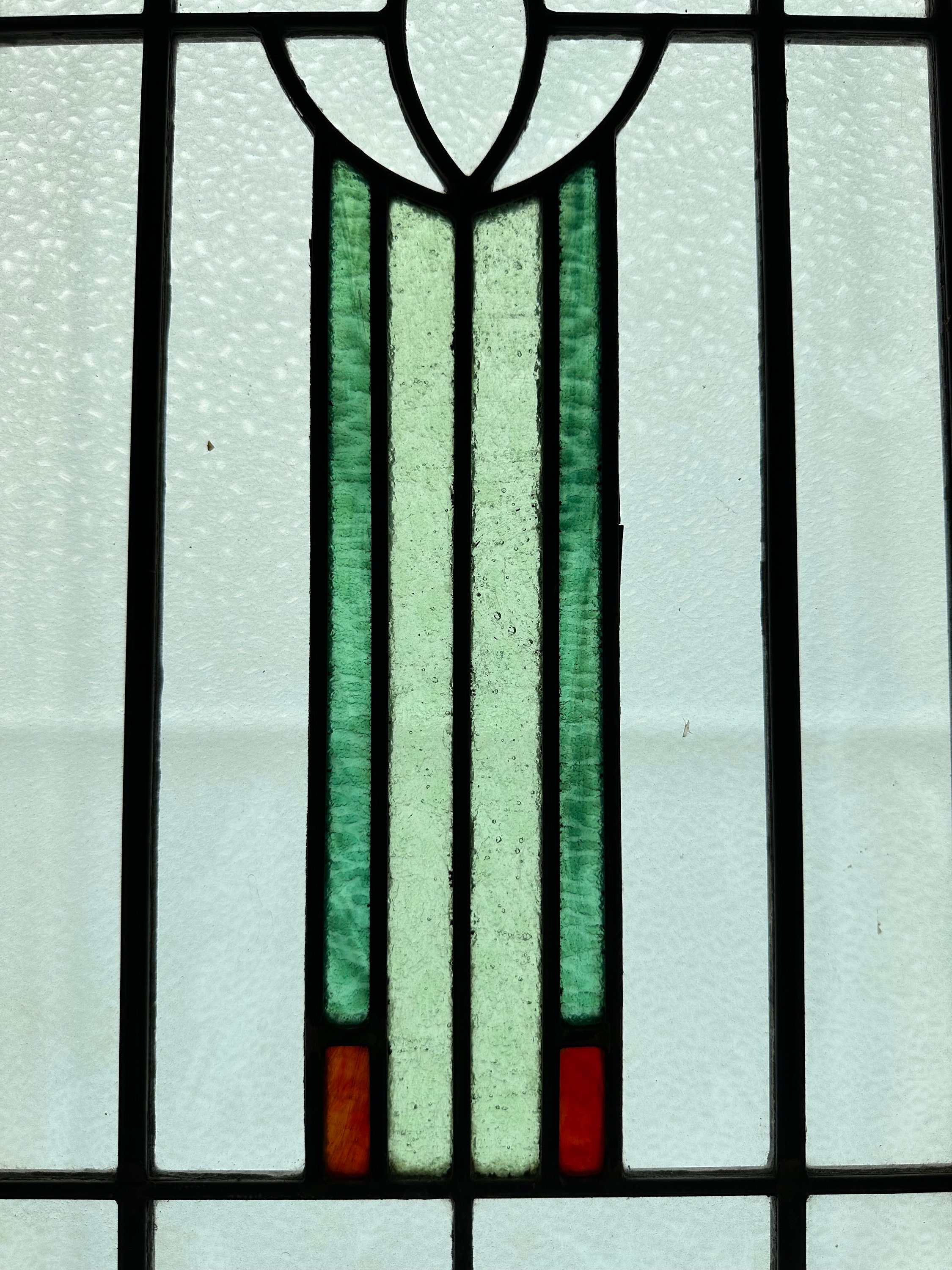 Art Deco Stain Glass Panel Framed in Oak With Loops for Hanging - Etsy