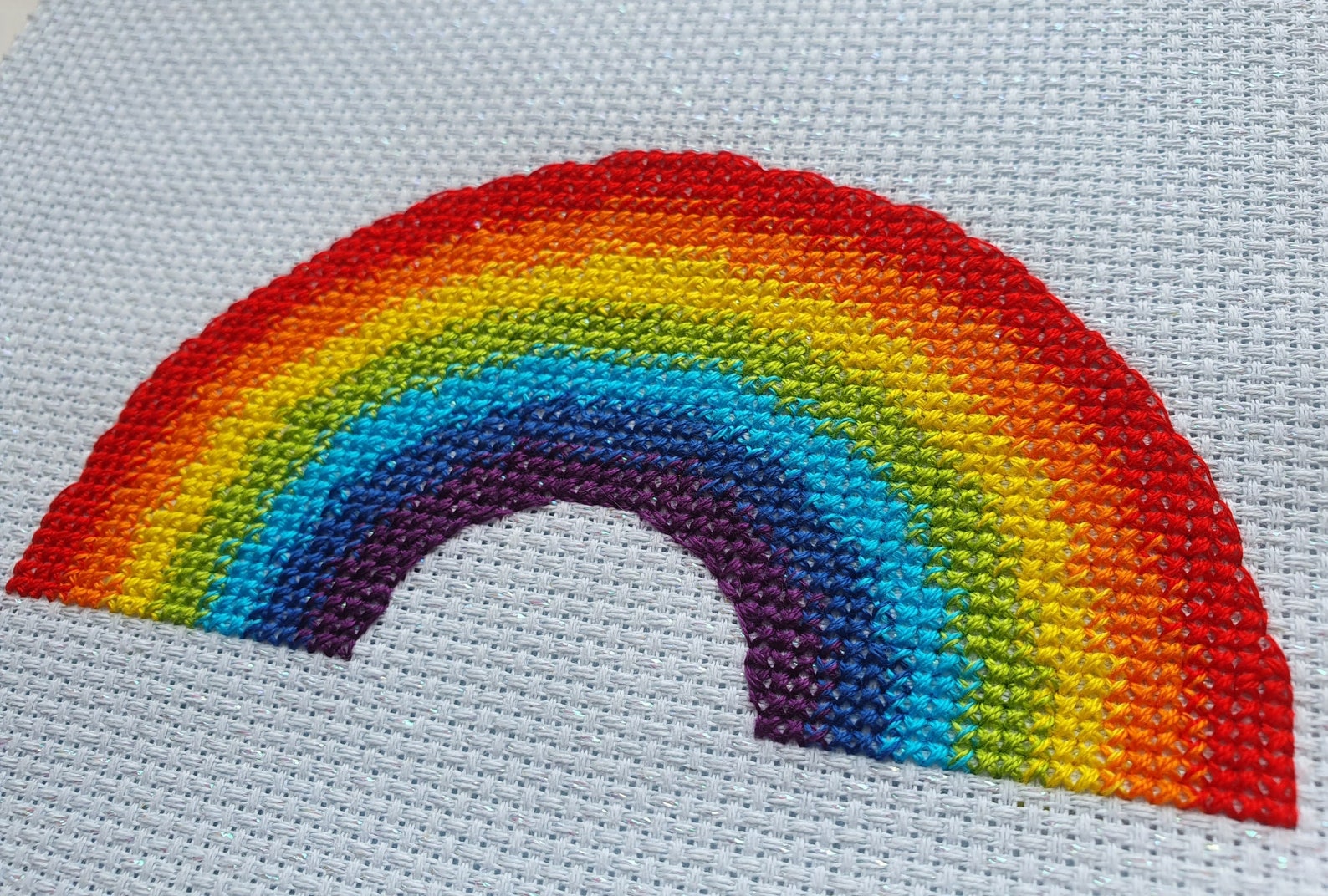 Rainbow cross stitch chart and instructions | Etsy