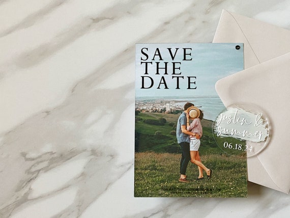 Acrylic Save the Date Magnet, Minimal and Modern Save the Date