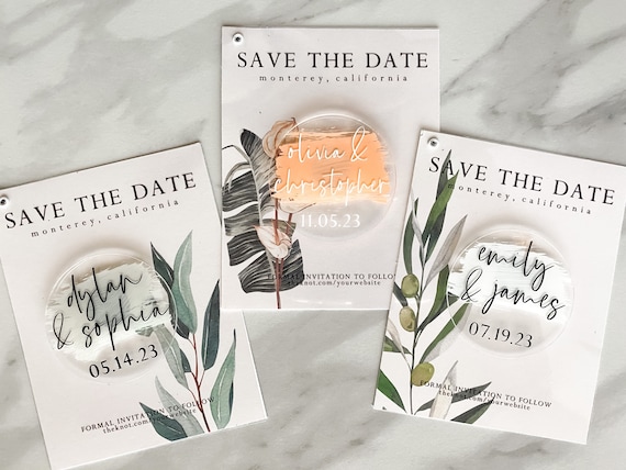 Acrylic Save the Date Magnet, Minimal and modern Save the Date, Clear Save  the Date, Custom Save the Date