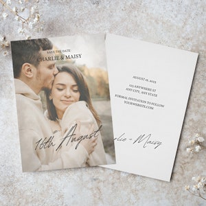 Modern Minimal Save the Date Template, Save The Date With Photo, Editable Save The Date Template, Save The Date, Instant Download
