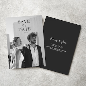 Modèle réservez une date minimaliste moderne, réservez une date avec photo, modèle réservez une date modifiable, réservez une date, téléchargement immédiat