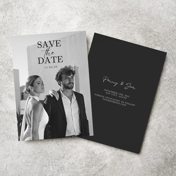 Modern Minimal Save the Date Template, Save The Date With Photo, Editable Save The Date Template, Save The Date, Instant Download