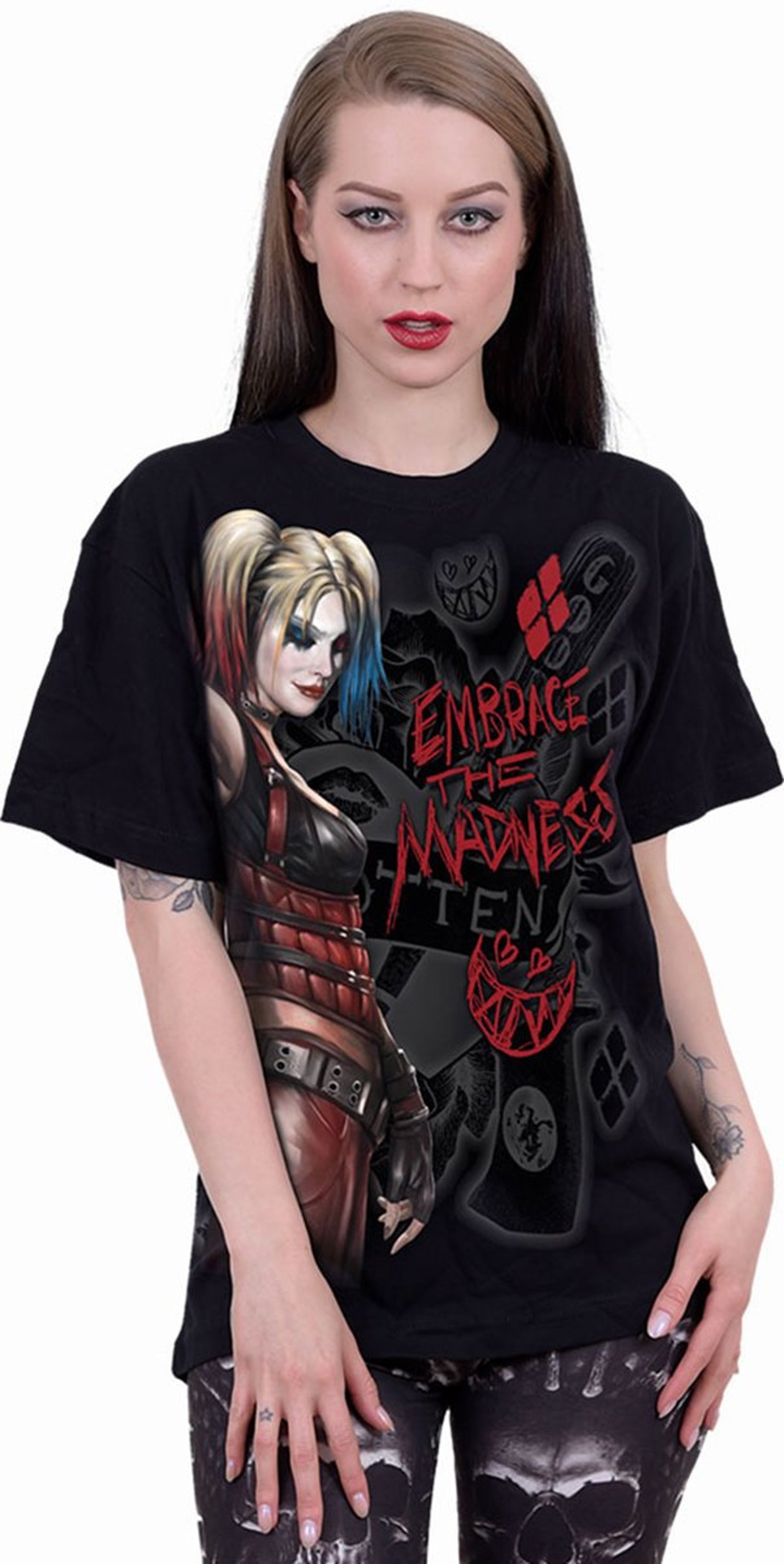 DC Comics - Harley Quinn - Embrace Madness - Front Print T-Shirt Black
