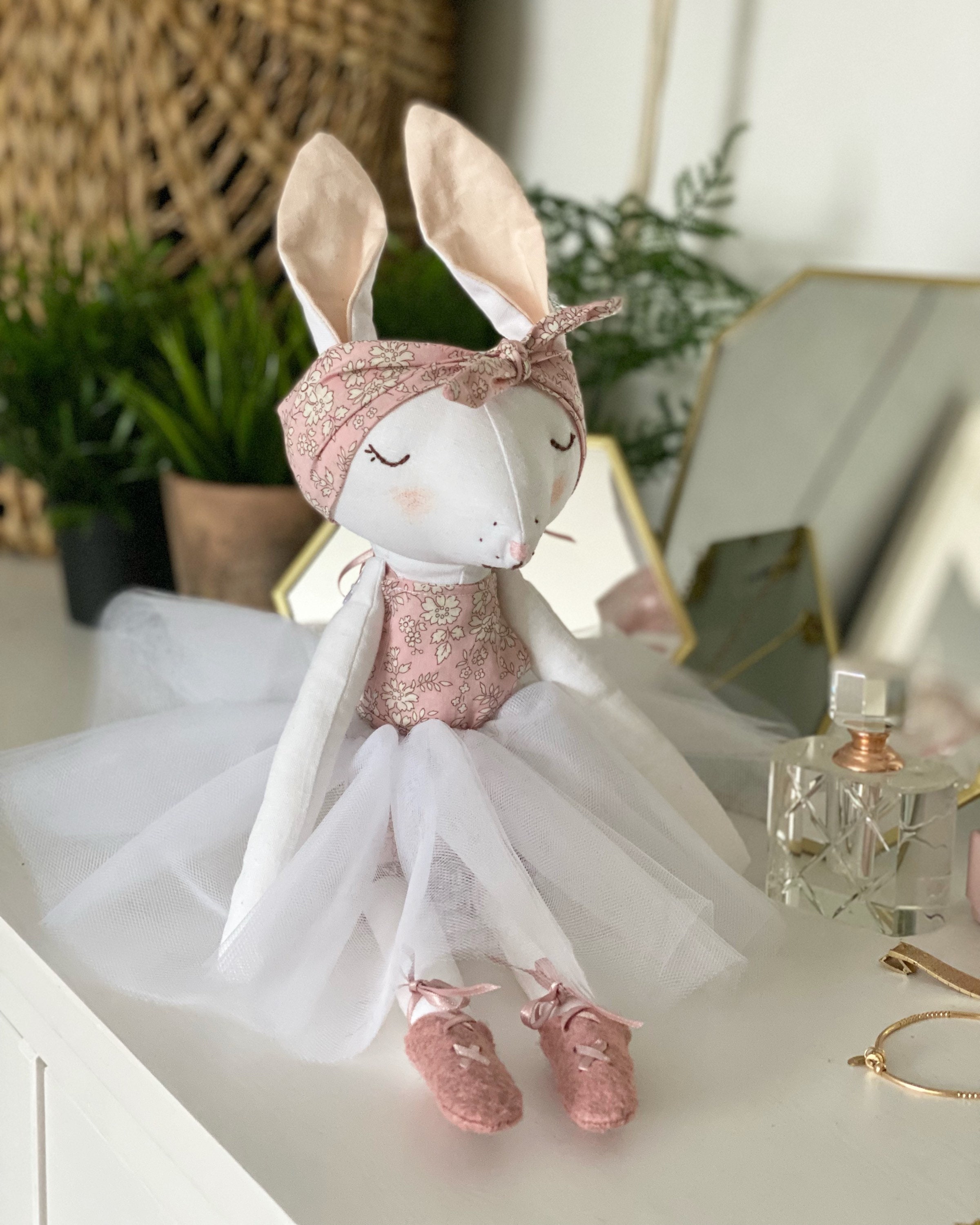 Rabbit Handmade Doll Cloth Dolls Heirloom Doll Ooak 4AF