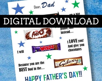 Download DIGITAL - Quadro de mensagens de chocolate personalizado para o DIA DOS PAIS - Presentes para o Dia dos Pais / Presentes personalizados para o pai