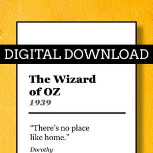 Digital Download WIZARD OF OZ Movie Print / Film Quote / Art Print / Movie Poster / Gallery Wall / Print at Home / Cheap Gifts / A4 Prints