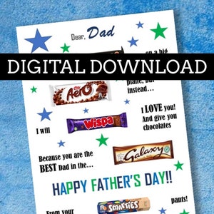 DIGITALE download - gepersonaliseerd prikbord VADERDAG chocolade - Vaderdagcadeaus / Aangepaste vadercadeaus
