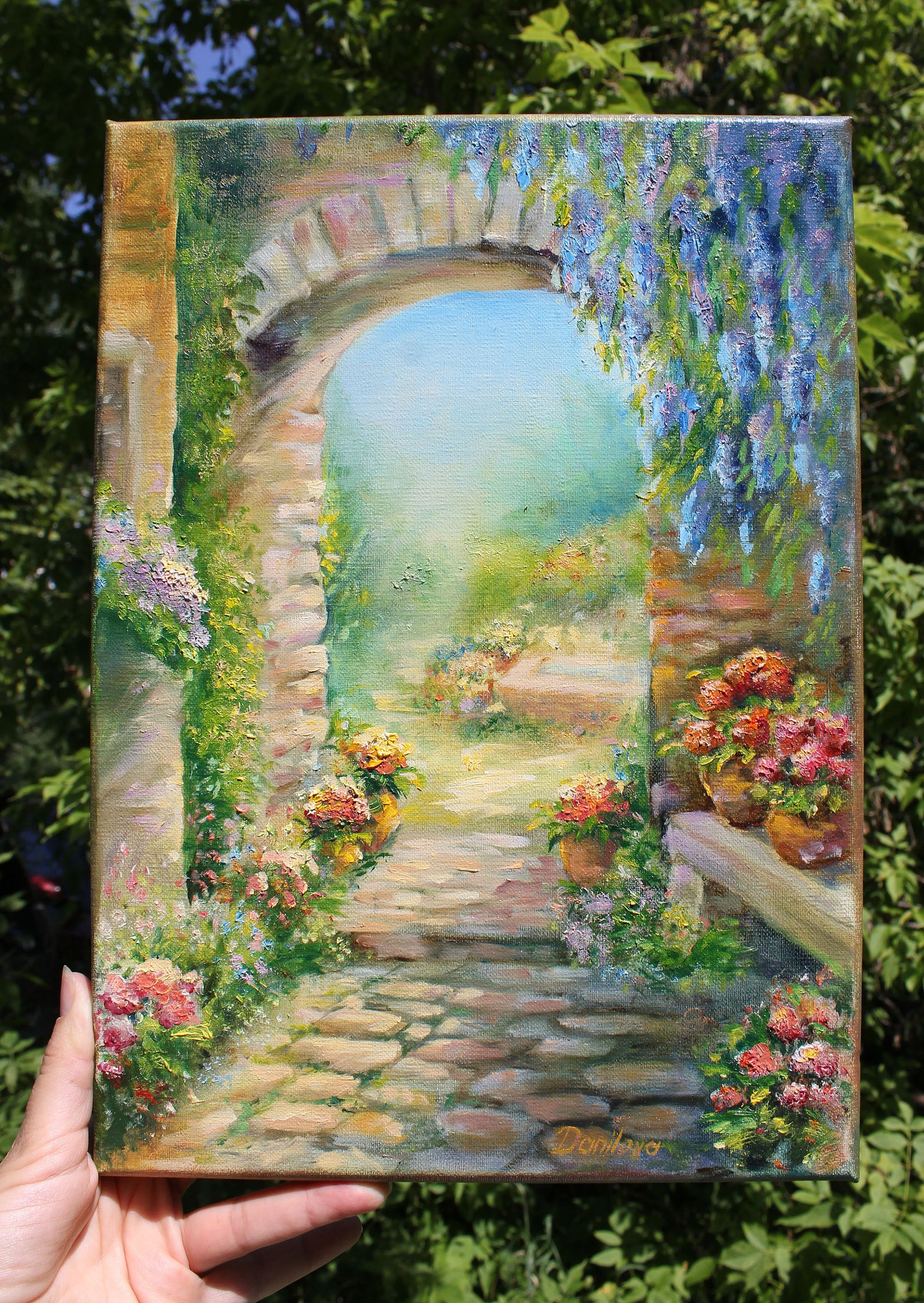 Flowered stone arch Original oil painting painting on Etsy