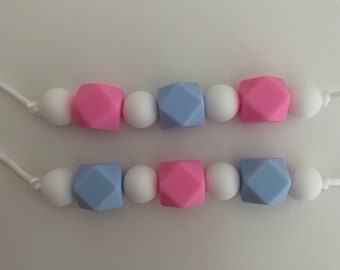 Trans Flag Sensory Necklace - Adult Stim Necklace - Adult Fidget Necklace